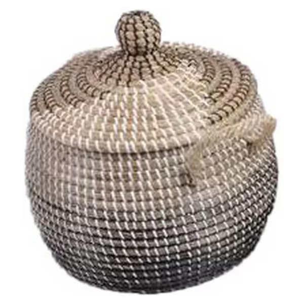 Basket set DKD Home Decor White Grey Multicolour Natural Seagrass Boho 44 x 44 x 47,5 cm (3 Pieces)