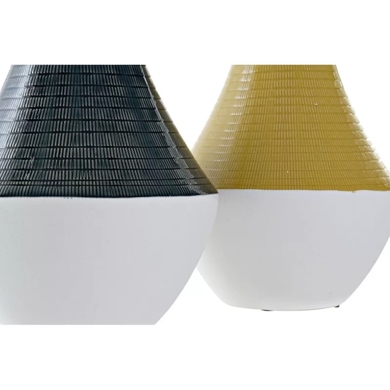 Vase DKD Home Decor Blue Ocre Bicoloured...