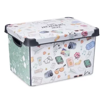 Storage Box with Lid Multicolour Metal Plastic 22 L...