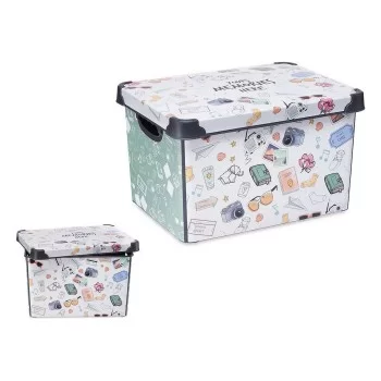 Storage Box with Lid Multicolour Metal Plastic 22 L... 2