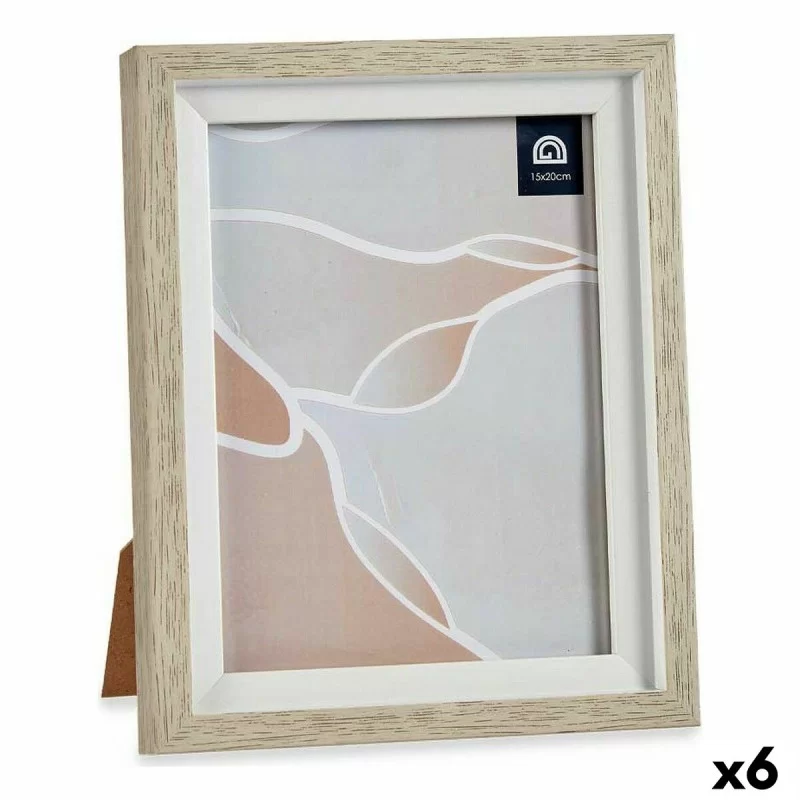 Photo frame 18,8 x 23,8 x 2 cm Crystal Beige White Plastic (6 Units)