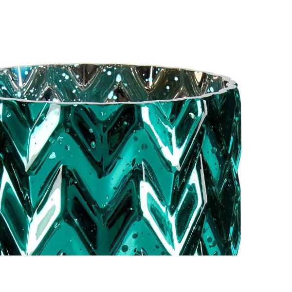 Vase Engraving Ear (of wheat) Turquoise Crystal 11,3 x 19,5 x 11,3 cm (6 Units)