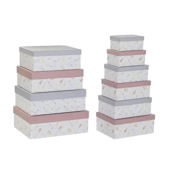 Set of Stackable Organising Boxes DKD Home Decor Pink...