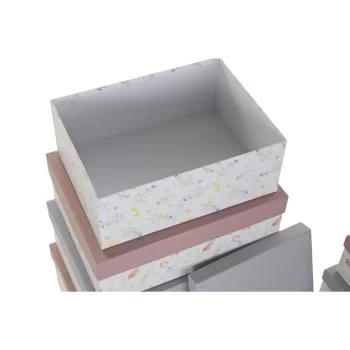 Set of Stackable Organising Boxes DKD Home Decor Pink... 2