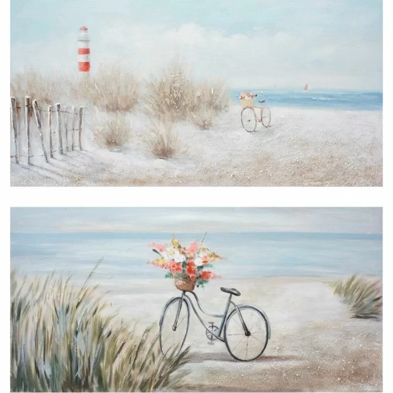 Painting DKD Home Decor 140 x 3,5 x 70 cm Beach Mediterranean (2 Units)