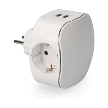 Wall Plug with 2 USB Ports EDM Schuko Triple 2100 mAh...