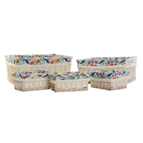 Basket set DKD Home Decor 49 x 40 x 22 cm Polyester wicker Boho (5 Units)