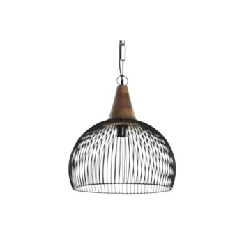 Ceiling Light DKD Home Decor Natural Black Metal Wood 50...