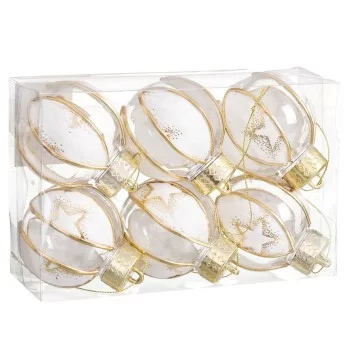Christmas Baubles White Transparent Golden Plastic Fabric... 2