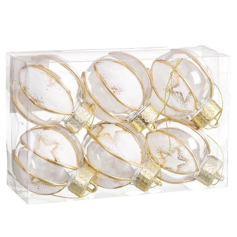 Christmas Baubles White Transparent Golden...