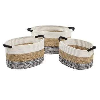 Basket set DKD Home Decor Beige Cotton Natural Fibre (42...