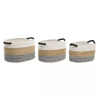 Basket set DKD Home Decor Beige Cotton Natural Fibre (42... 2
