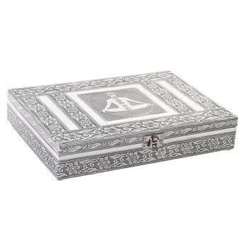 Jewelry box DKD Home Decor Silver Wood Aluminium Green 28...