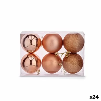 Set of Christmas balls Copper Plastic 8 x 9 x 8 cm (24...