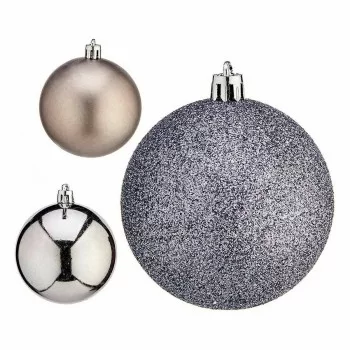 Set of Christmas balls Silver Plastic Ø 7 cm (12 Units) 2