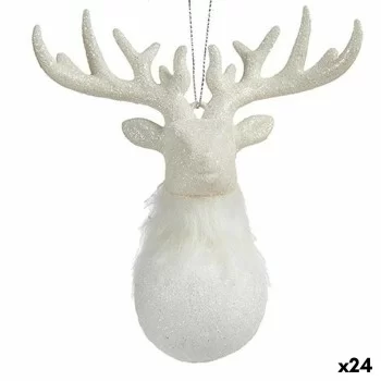 Christmas bauble Reindeer White Plastic Glitter 14 x 15,5...
