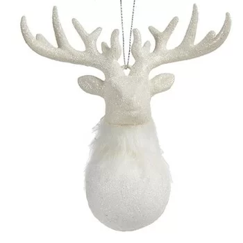 Christmas bauble Reindeer White Plastic Glitter 14 x 15,5... 2
