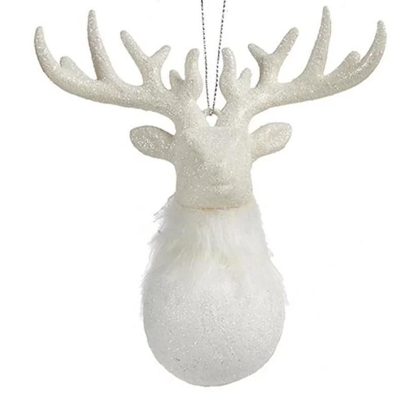 Christmas bauble Reindeer White Plastic Glitter...