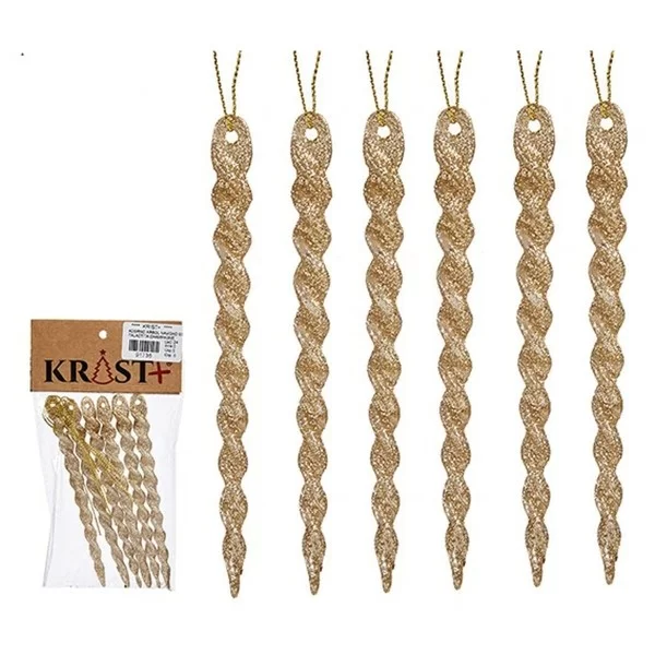 Christmas Decorations Set champagne Plastic Glitter 13,5 x 1 x 5,5 cm (24 Units)