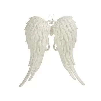 Christmas bauble Angel Wings White Plastic Glitter 13 x... 2
