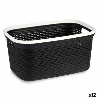 Laundry Basket White Black Plastic 36 L 36 x 25,5 x 53 cm...