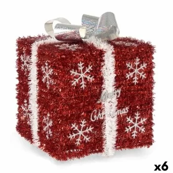 Gift Box White Red Silver polypropylene PET 20 x 23 x 20...