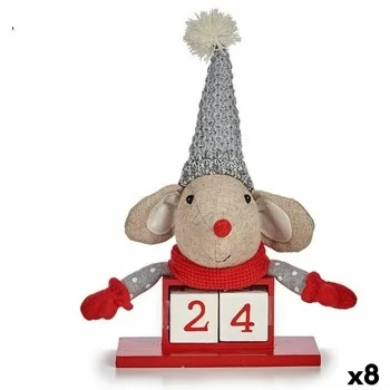 Decorative Figure Mouse Calendar Red Grey Wood 20 x 11 x...