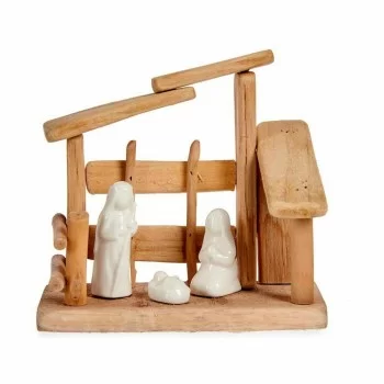 Christmas nativity set White Natural Wood Ceramic 18 x 17... 2