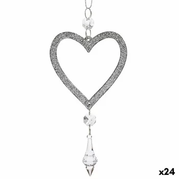 Christmas bauble Heart Silver Plastic Glitter 9 x 16 x 2...
