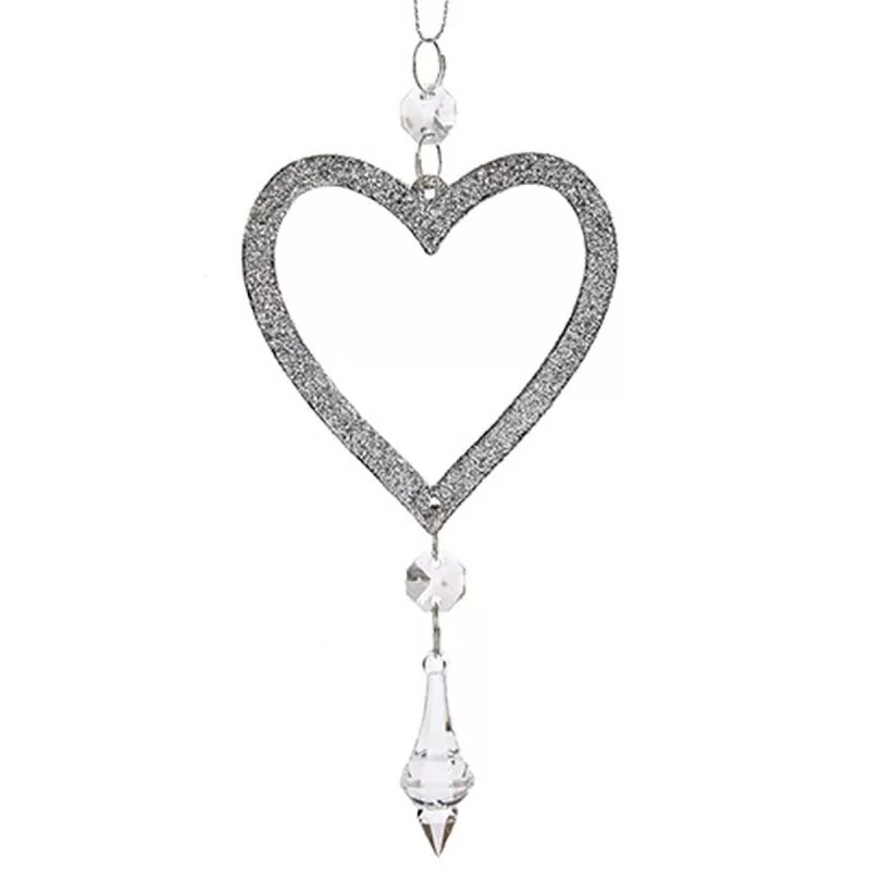 Christmas bauble Heart Silver Plastic Glitter 9...