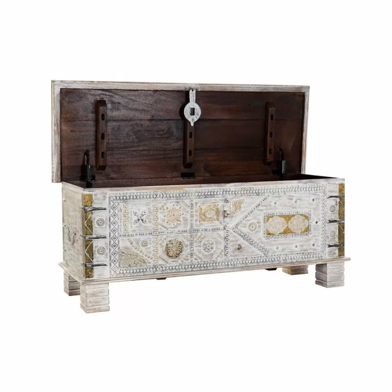 Chest DKD Home Decor White Metal Mango wood 116...