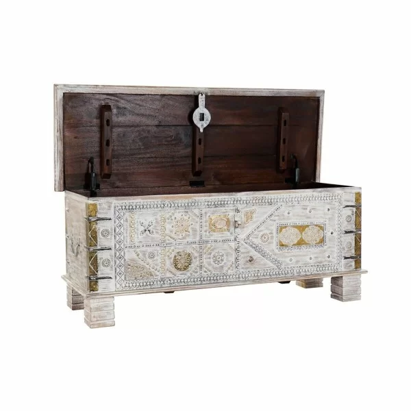 Chest DKD Home Decor White Metal Mango wood 116 x 40 x 45 cm