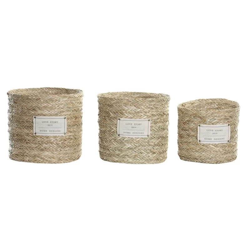 Basket set DKD Home Decor Fibre (37 x 37 x 34 cm)