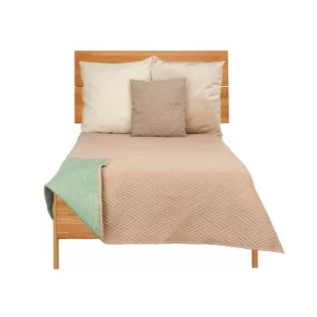 Reversible Bedspread 180 x 260 cm Green Beige (6 Units) 2