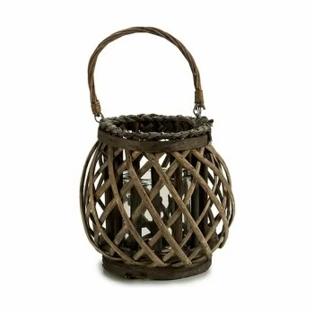 Candleholder Grey Brown wicker Glass 29,5 x 24 x 22 cm (6... 2