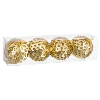 Christmas Baubles Golden Plastic Polyfoam 8 x 8 x 8 cm (4... 2