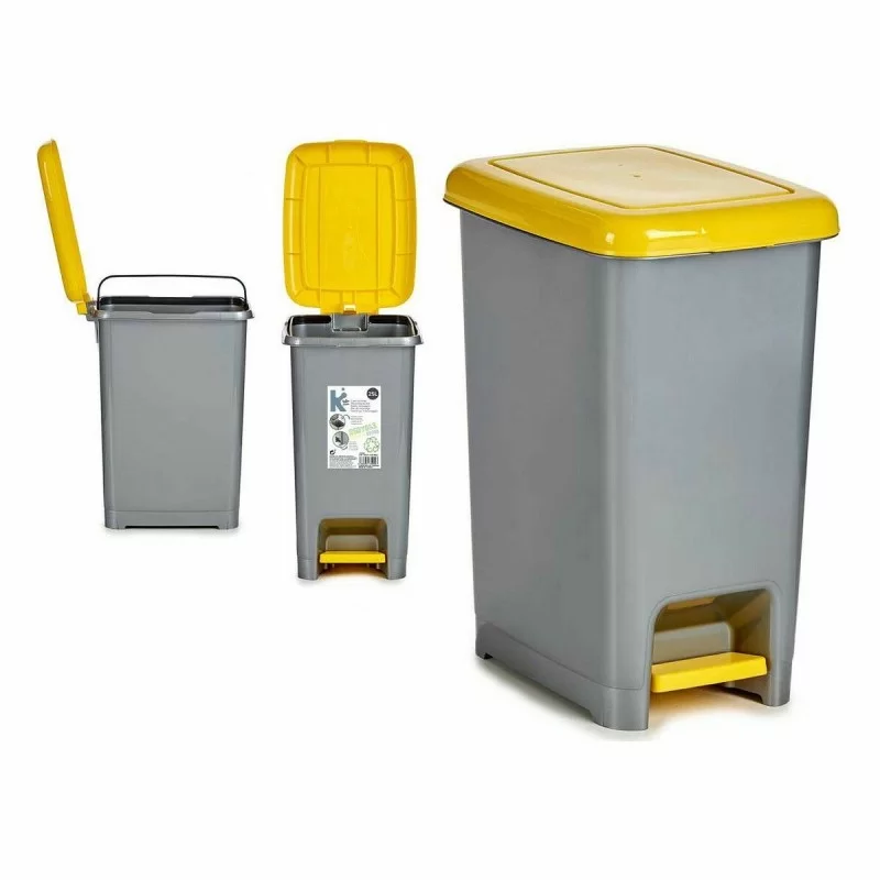Recycling Waste Bin With pedal Yellow Plastic...
