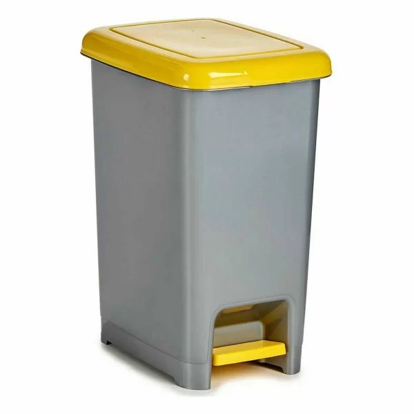 Recycling Waste Bin With pedal Yellow Plastic (8 Units)