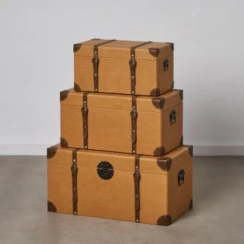 Set of Chests 70 x 38 x 35 cm Rattan DMF (3 Pieces) 2