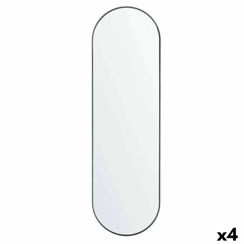 Mirror Set Oval Black polypropylene 30 x 101 x 3 cm (4 Units)