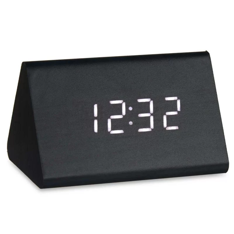 Table-top Digital Clock Black PVC MDF Wood 11,7...
