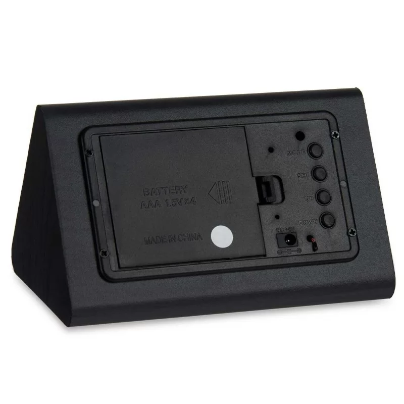 Table-top Digital Clock Black PVC MDF Wood 11,7...