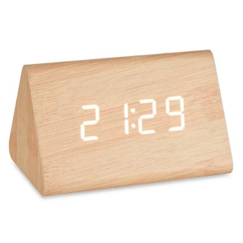 Table-top Digital Clock Brown PVC MDF Wood 11,7...