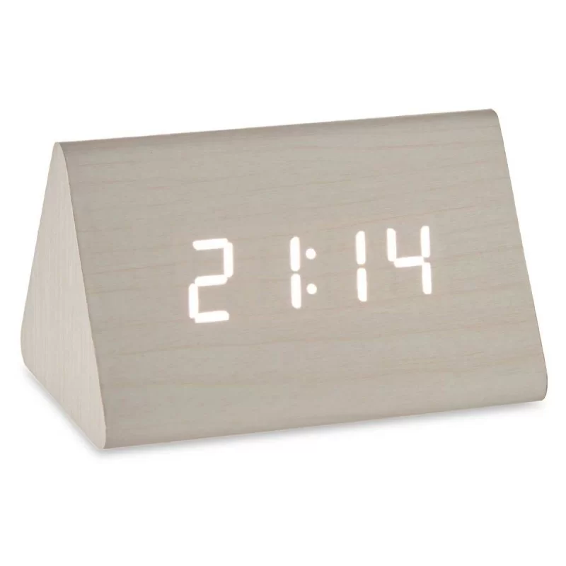 Table-top Digital Clock White PVC MDF Wood 11,7...