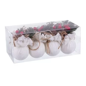 Christmas Baubles White Multicolour Corduroy Foam 6 x 6 x...