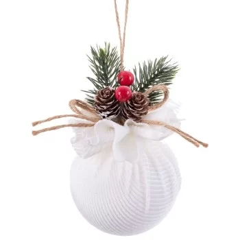Christmas Baubles White Multicolour Corduroy Foam 6 x 6 x... 2