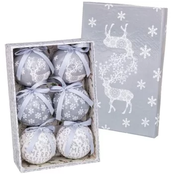 Christmas Baubles White Silver Paper Polyfoam Deer 7,5 x... 2