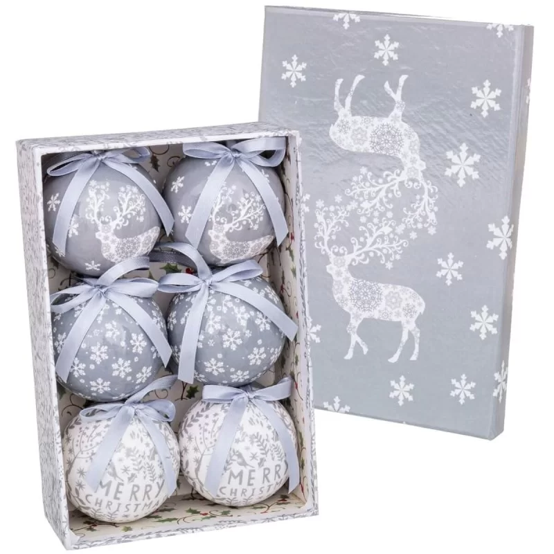 Christmas Baubles White Silver Paper Polyfoam...