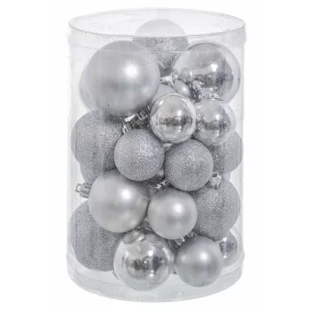 Christmas Baubles Silver Plastic Glitter 12,5 x 12,5 x 27...
