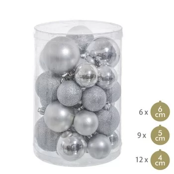 Christmas Baubles Silver Plastic Glitter 12,5 x 12,5 x 27... 2